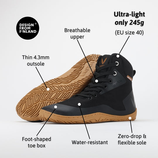 Vaistoa Tuohi barefoot trekking shoes black features
