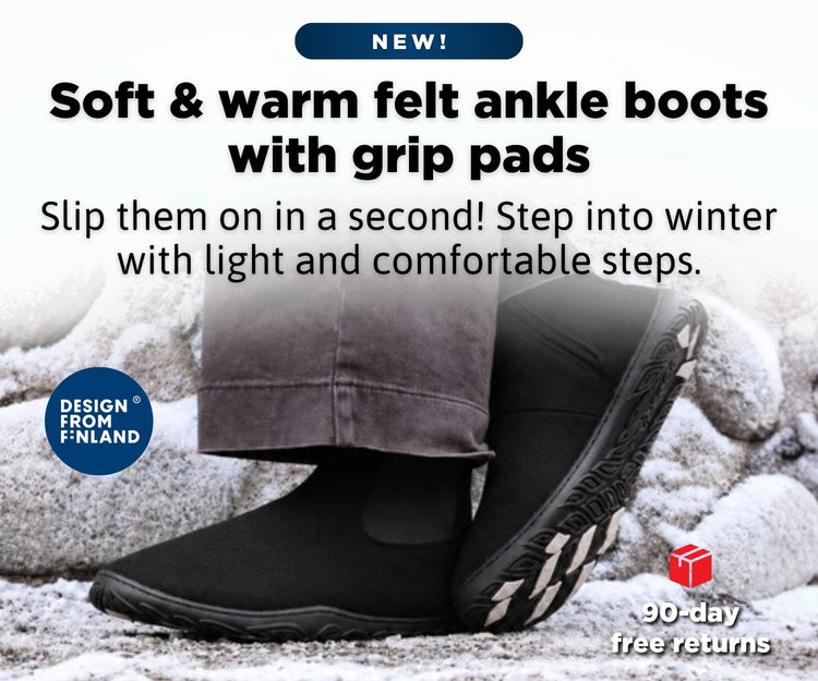 Soft & warm felt ankle boots with grip pads